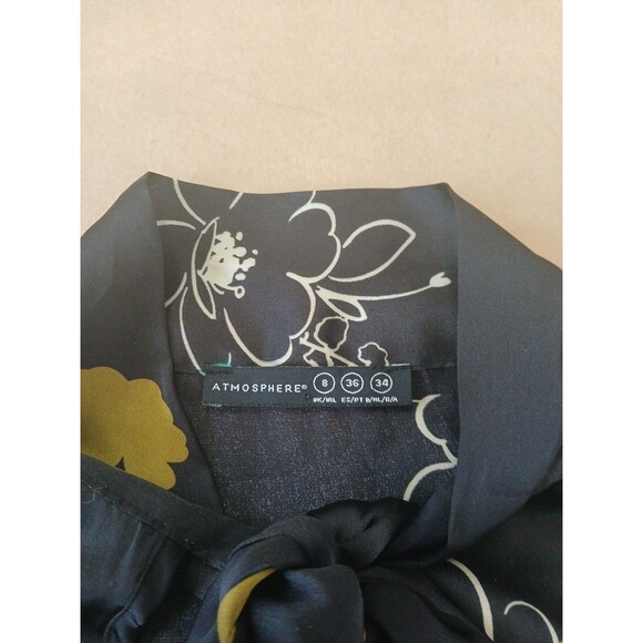 Atmosphere Womens 8 Dress Long Sleeve Knee Length Black Floral - Picture 2 of 7